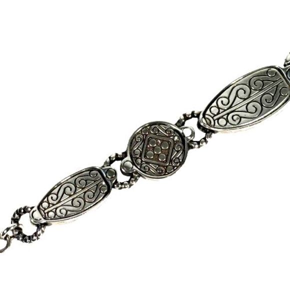 BRIGHTON Deco Lace Bracelet Silver Plated w/Cubic Zirconia Stones/ Rhinestones - Picture 11 of 16